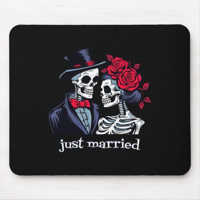 Mousepad Rosas Noiva De Esqueleto E Halloween De Esqueleto (Frente)