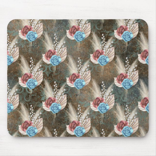 Mousepad Rosas num fundo de Fleur De Lis (Frente)