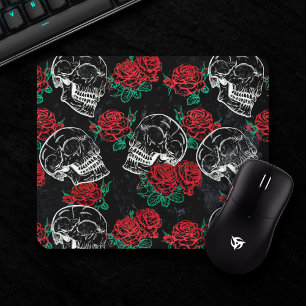 Mousepad Rosas Rosa-do-crânio-açúcar Grelha Gótica