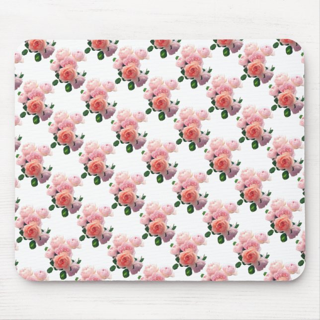 Mousepad Rosas Rosa Floral Watercolor Art Modelo Modern (Frente)