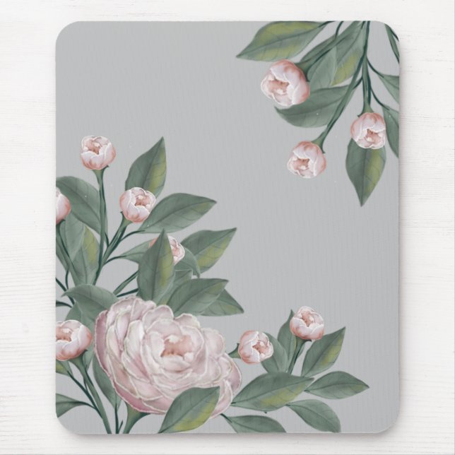 Mousepad Rosas Rosa Pálido Com fundo editável     (Frente)