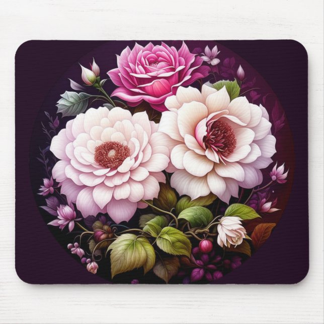 Mousepad Rosas Rosa Watercolor Floral (Frente)