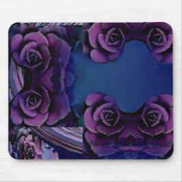 Mousepad Rosas roxos no teste padrão dos azuis marinhos