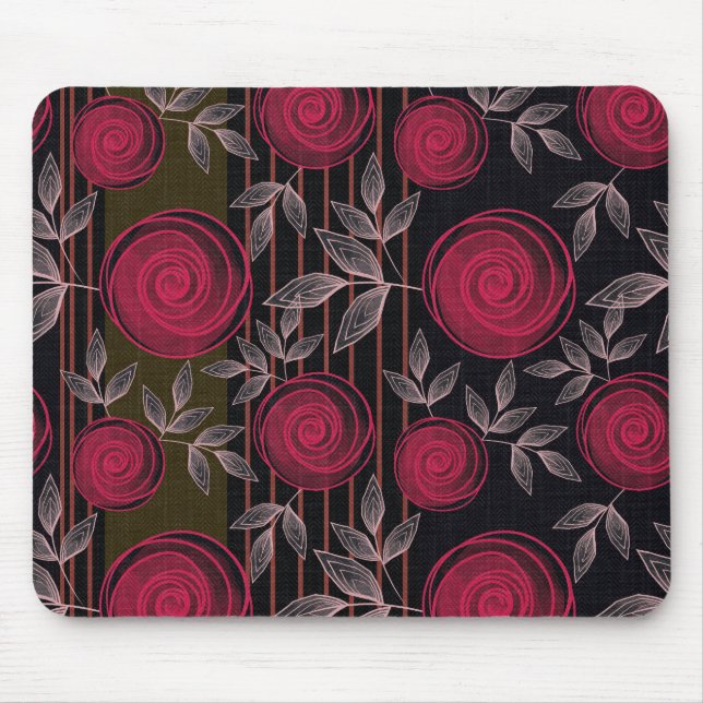 Mousepad Rosas vermelhas a preto. (Frente)