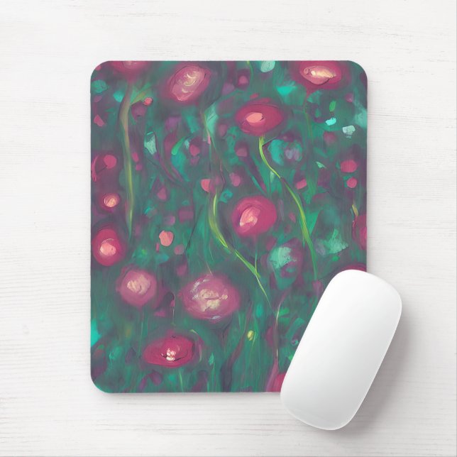 Mousepad rosas vermelhas com Mutação de abstrato (Com mouse)