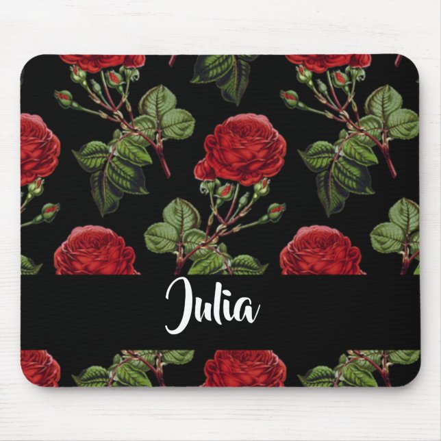 Mousepad Rosas vermelhas de nome personalizado (Frente)