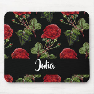 Mousepad rosas vermelhas de nomes personalizados