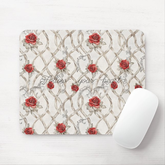 Mousepad Rosas Vermelhas Floral (Com mouse)