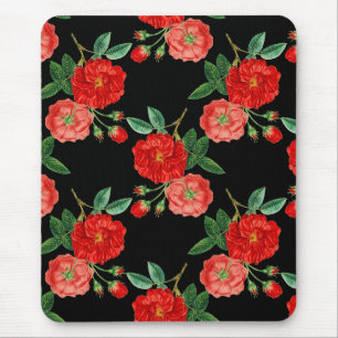 Mousepad Rosas vermelhas, fundo preto,
