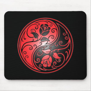 Mousepad Rosas, vermelho e preto de Yin Yang