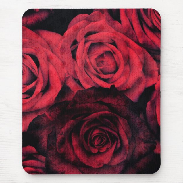 Mousepad Rosas vermelhos e pretos das bolinhas (Frente)