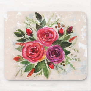 Mousepad Rosas violeta, cor-de-água, flores florais