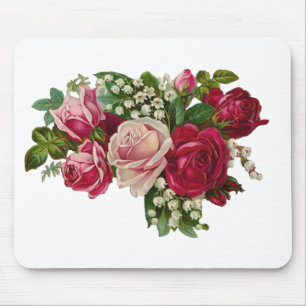 Mousepad Rosas vitorianas clássicas Lily do Vale Romance