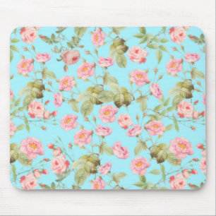 Mousepad Rosas vitorianos de Verão, Padrão no Teal