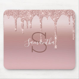 Mousepad Rosê Dourado Brilho Gotejante Blush Rosa Tendência