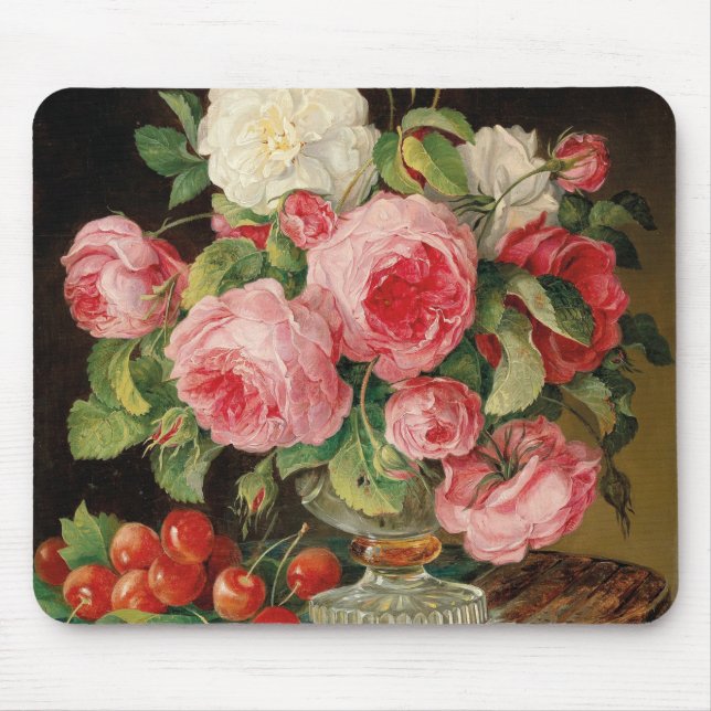 Mousepad Roses and cherries oil painting (Frente)
