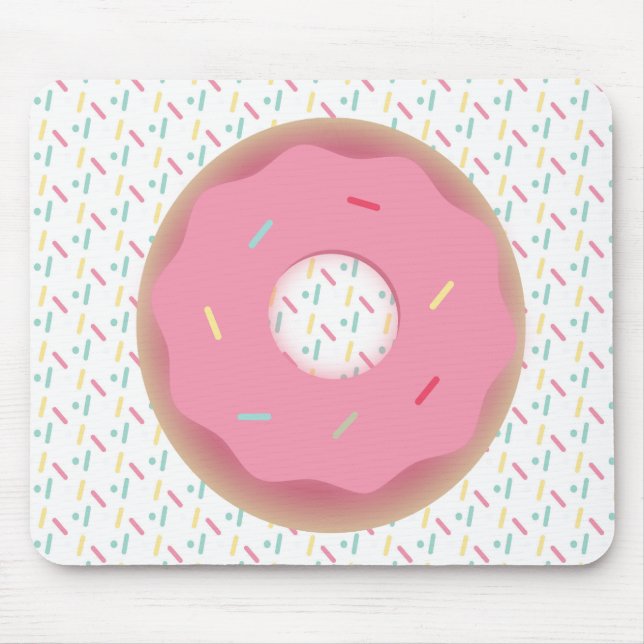 Mousepad Rosquinha 3D Rosa com Glacê e Confeitos (Frente)
