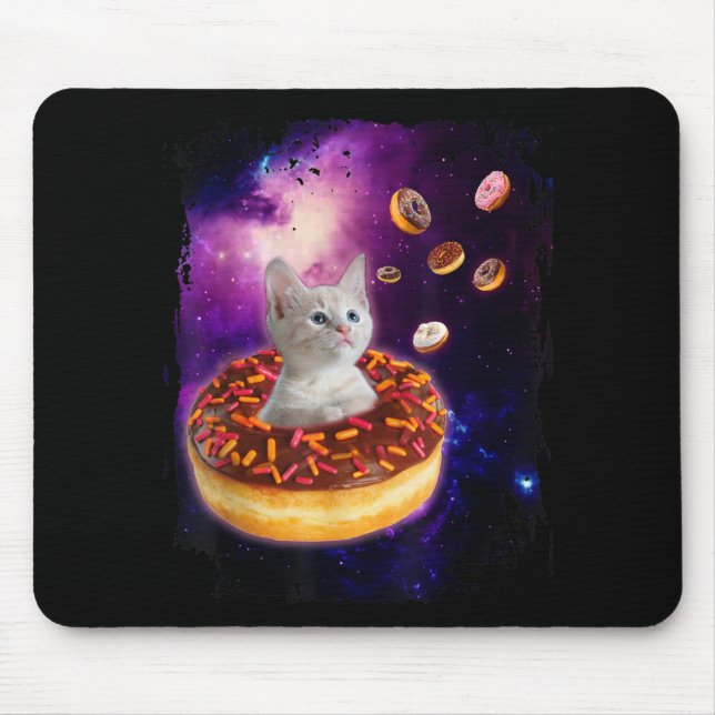 Mousepad Rosquinha De Gato Bonito Em Gatinhos Espaciais (Frente)