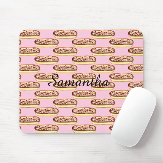 Mousepad Rosquinhas de Eclaira de Aquarela de Chocolate (Com mouse)