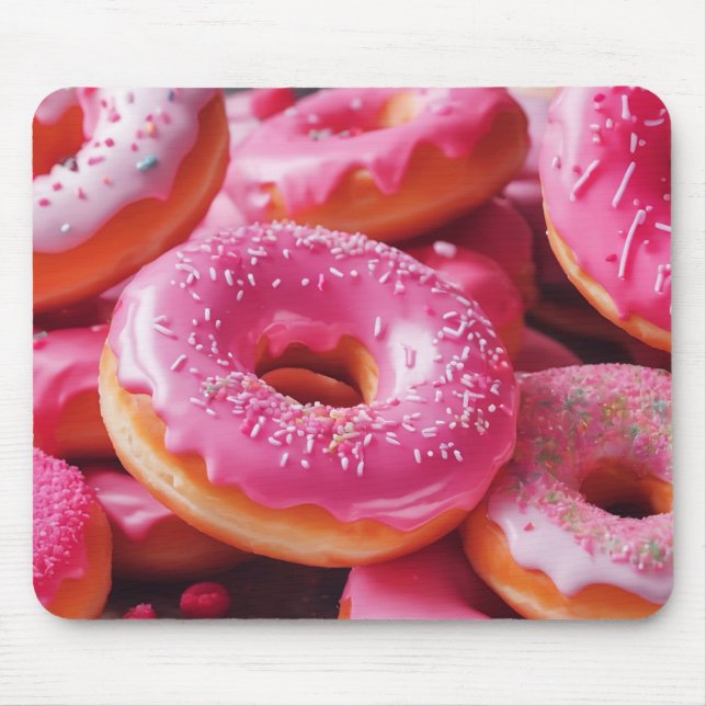 Mousepad Rosquinhas de morango rosa (Frente)