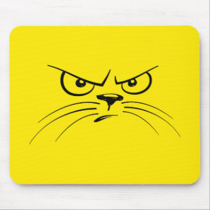 Mousepad Rosto Amarelo de Gato Irritado