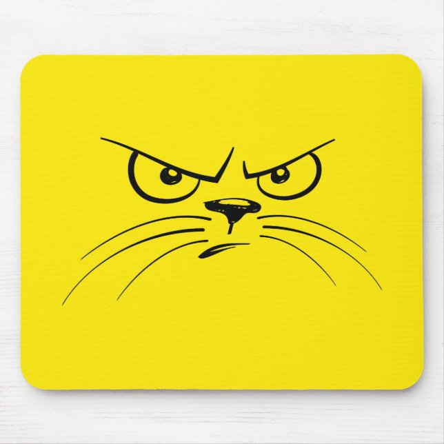 Mousepad Rosto Amarelo de Gato Irritado (Frente)