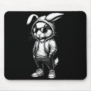Mousepad Rosto de Coelho com Boné de Sungles Dia de Páscoa