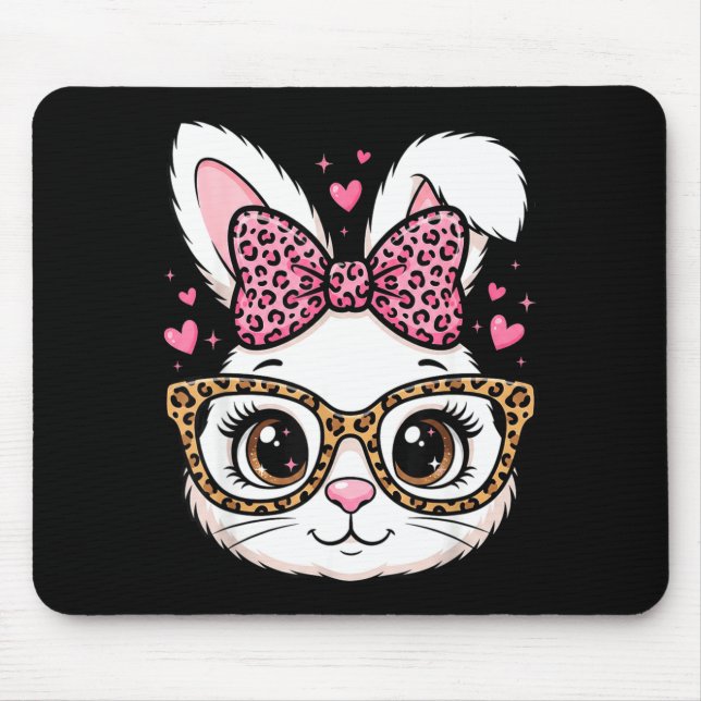 Mousepad Rosto de coelho de Páscoa fofo óculos de sol com l (Frente)