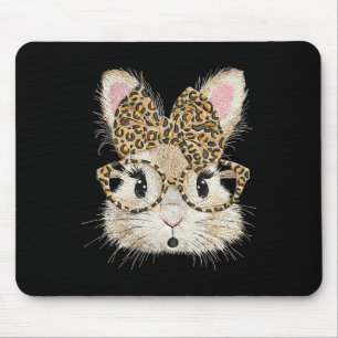 Mousepad Rosto de Coelho Engraçado Laços Gles Coquette Leop