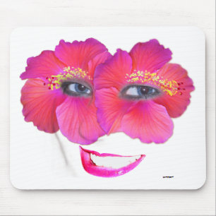 Mousepad Rosto de Hibiscus com Sorriso - Rosa