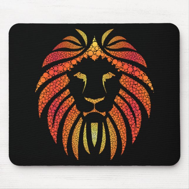 Mousepad Rosto de Leão Laranja Abstrato Tribal (Frente)