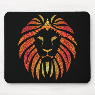 Mousepad Rosto de Leão Laranja Tribal Abstrato