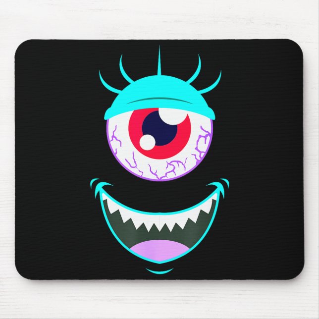 Mousepad Rosto de Olho de Monstro Engraçado de Halloween  (Frente)