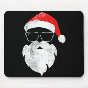 Mousepad Rosto engraçado de Papai Noel hipster com chapéu b