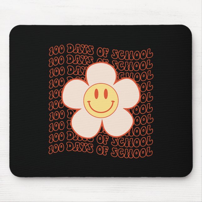 Mousepad Rosto Feliz De Groovy 100 Dias De Ensino 100º Da (Frente)