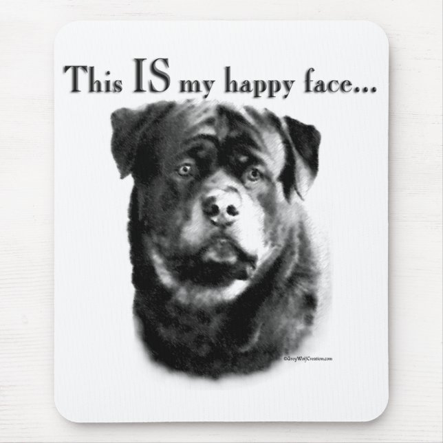 Mousepad Rosto Feliz Rottweiler (Frente)