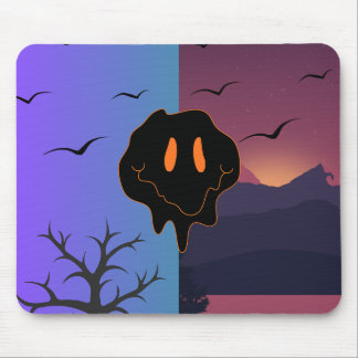 Mousepad Rosto Sorridente Derretido Trippy Paisagem Dia e N