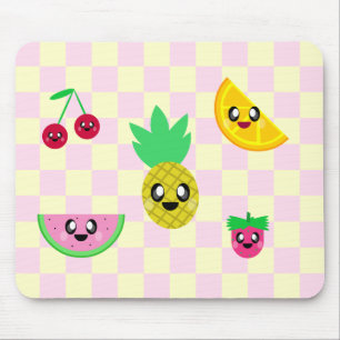 MOUSEPAD ROSTOS DE FRUTA KAWAII TÃO FELIZES SABOR DELICIOSO