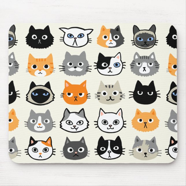 Mousepad Rostos de Gato | Gatos giros, engraçados e irritad (Frente)