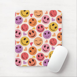 Mousepad Rostos Felizes Sorridente Coloridos com corações