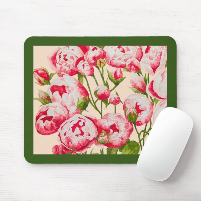 Mousepad Rosy Abundance em um Pad de Mouse (Com mouse)