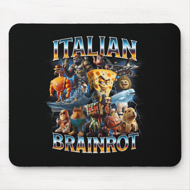 Mousepad Rot do Cérebro Italiano Piadas Engraçadas de Menin (Frente)