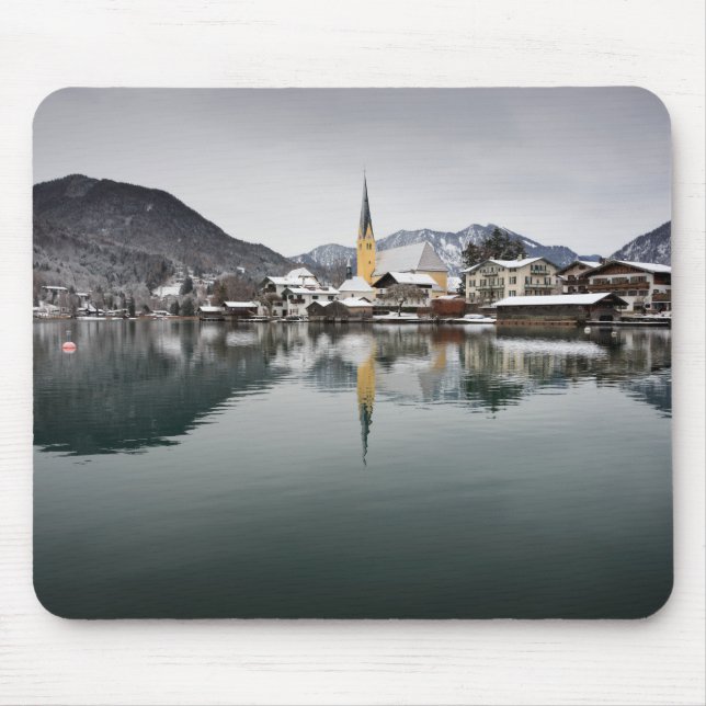 Mousepad Rottach-Egern no Tegernsee, Baviera no inverno (Frente)