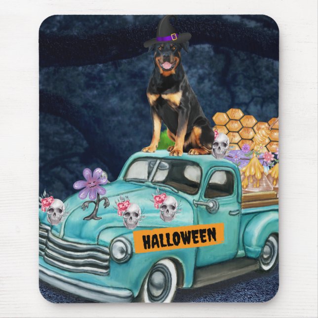 Mousepad Rottweiler Cachorro das Bruxas Noite Assustadora (Frente)