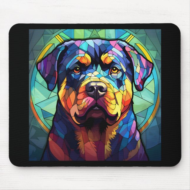 Mousepad Rottweiler de Vidro Pintado (Frente)