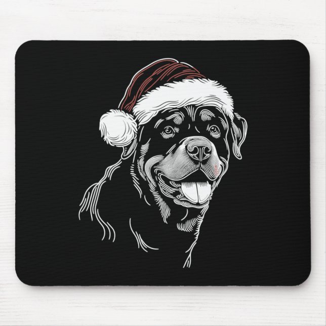 Mousepad Rottweiler Dog Santa Hat Christmas Xmas Pajama  (Frente)