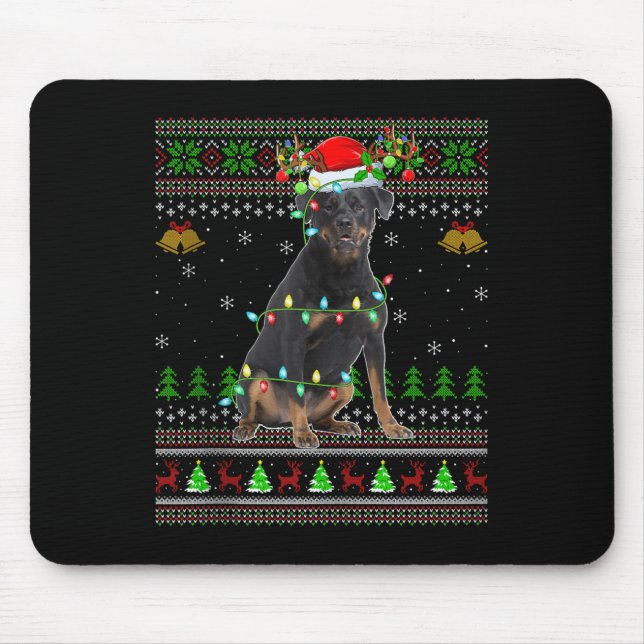 Mousepad Rottweiler Dog Ugly Christmas Sweaters Holiday San (Frente)