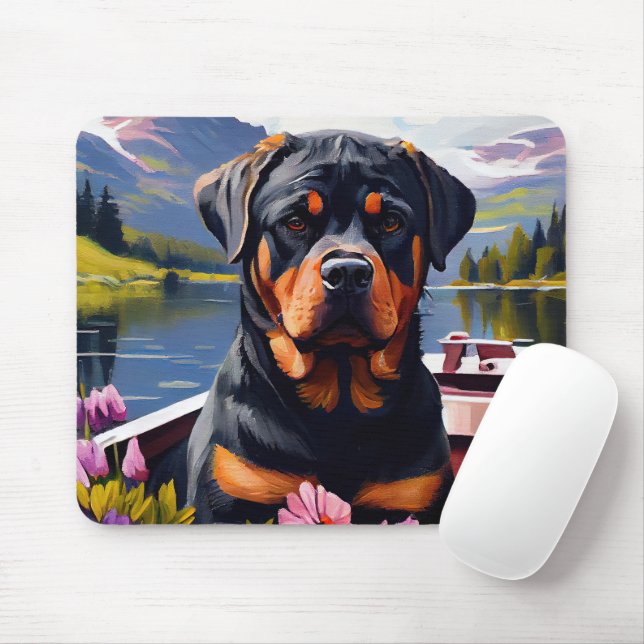 Mousepad Rottweiler em um remo: Uma aventura cênica (Com mouse)