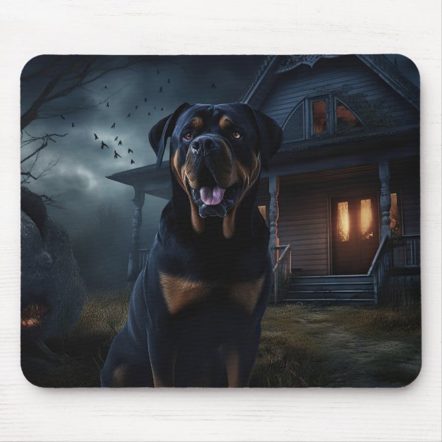 Mousepad Rottweiler Halloween Assustador  (Frente)