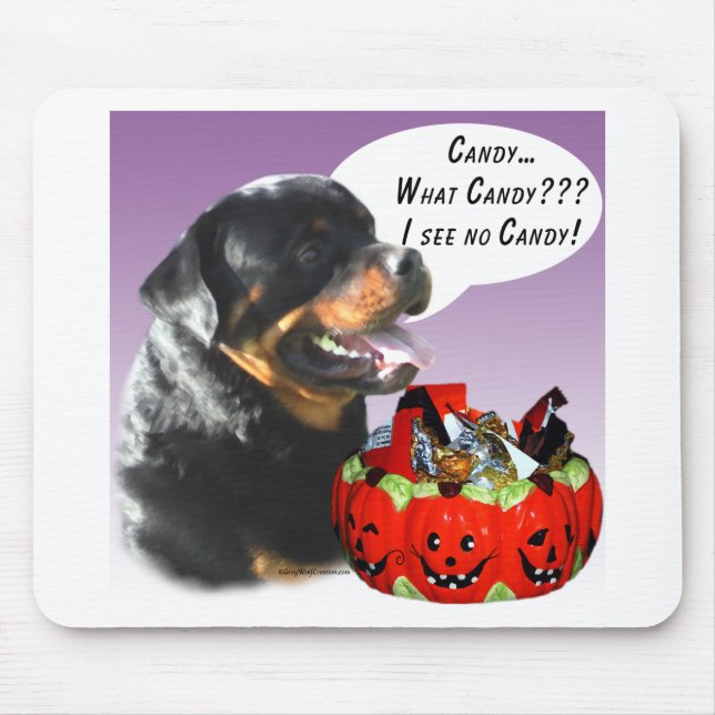 Mousepad Rottweiler Halloween Candy (Frente)